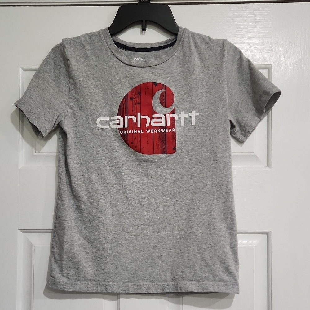 Carhartt Gray Short Sleeve Tee with Red Logo